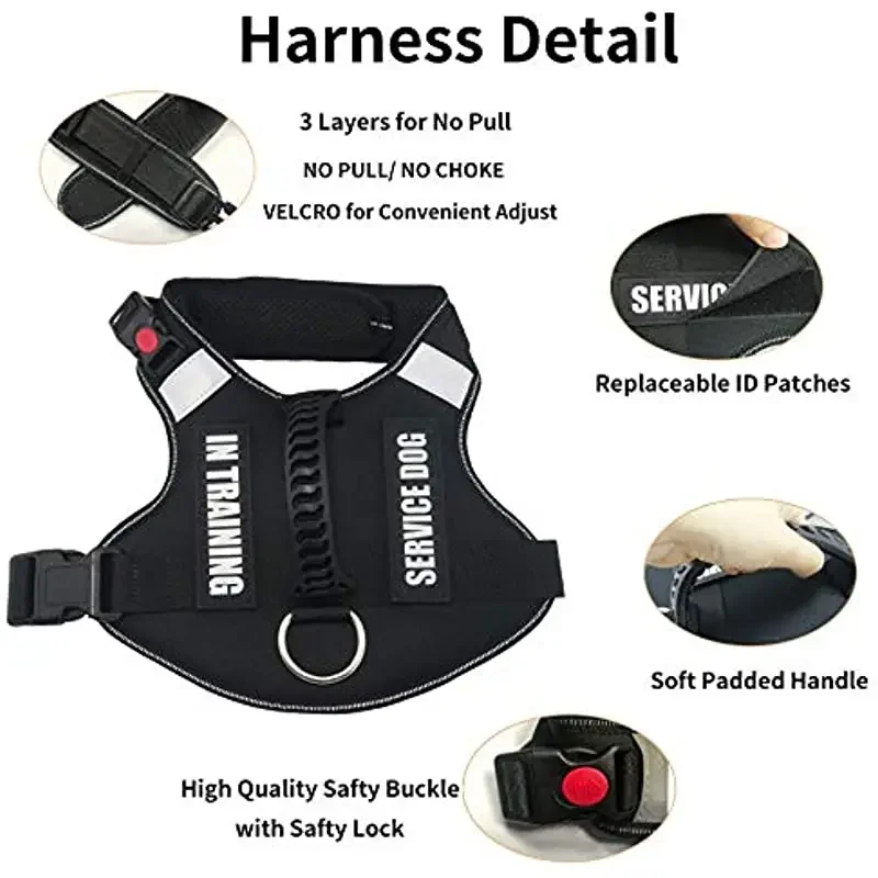 FML Pet Harness Reflective Adjustable Training No Pull Service Dog Harnesses Vest with Sturdy Handle Oxford Easy Control Walking