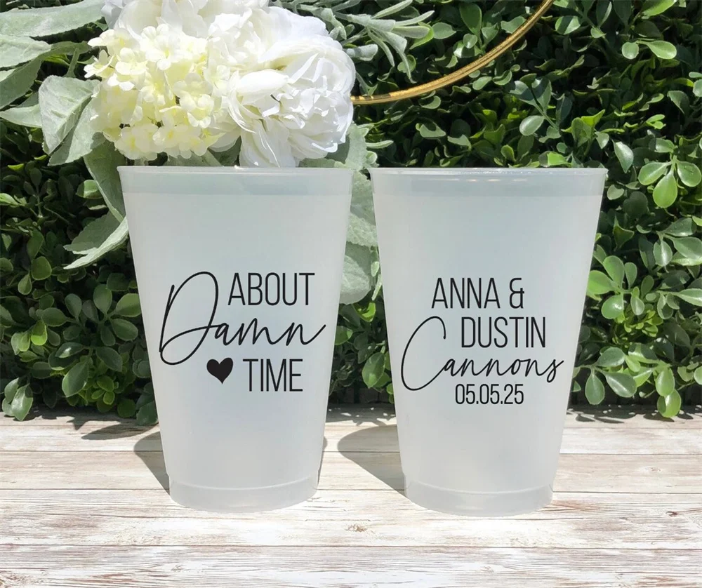 10PCS Custom Frosted Wedding Cups, 5oz, 8oz, 9oz, 10oz, 12oz, 14oz, 16oz, 20oz, 24oz / Personalized Cups, Party Cups, Party Deco