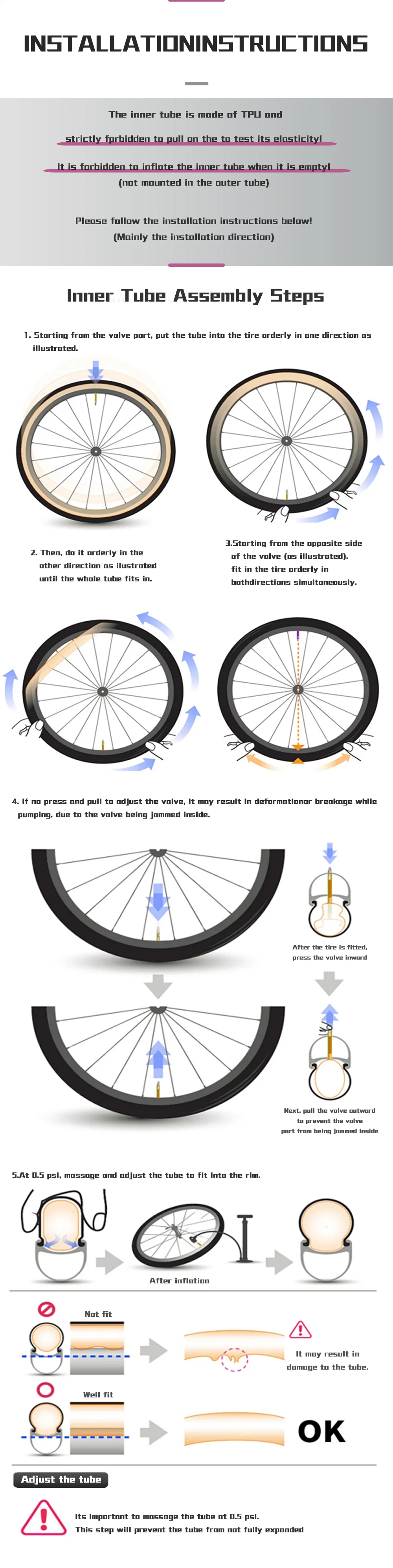 BKPTX 1 Stück/2 Stück 28g Orange Fahrrad-TPU-Schlauch 700X18 25 28 32 Rennrad-TPU-Reifen 65mm Länge mit französischem Ventil – Detail 15