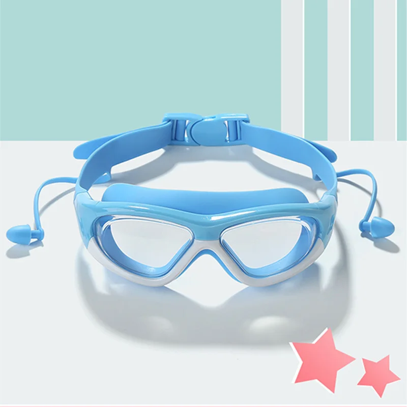 High-definition kidsren's swimming goggles for boys and girls, anti-fog swimming goggles, large-frame goggles, comfortable silic image 3
