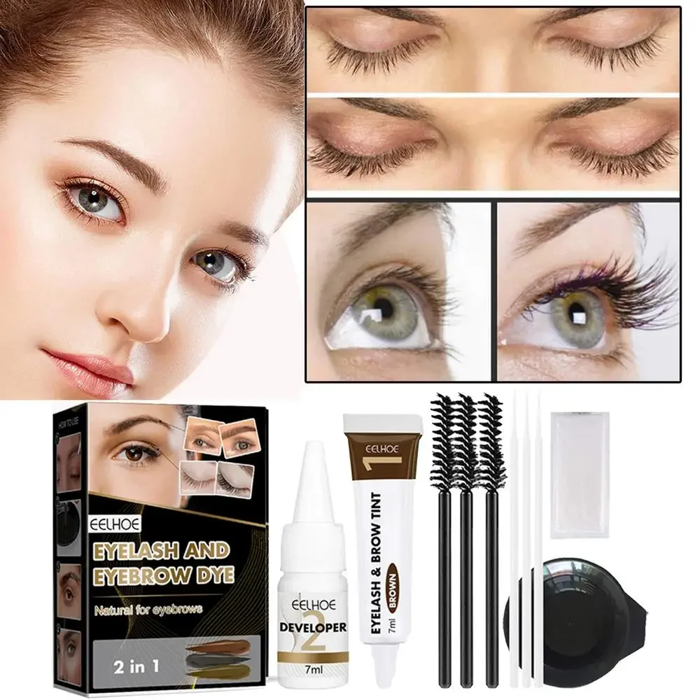 Eyebrow Dye Eyelash Set Shadow Gel Eyelash Brown-black Shadow Cream Set Quick Coloring Easy Staining Sweatproof Makeup косметика