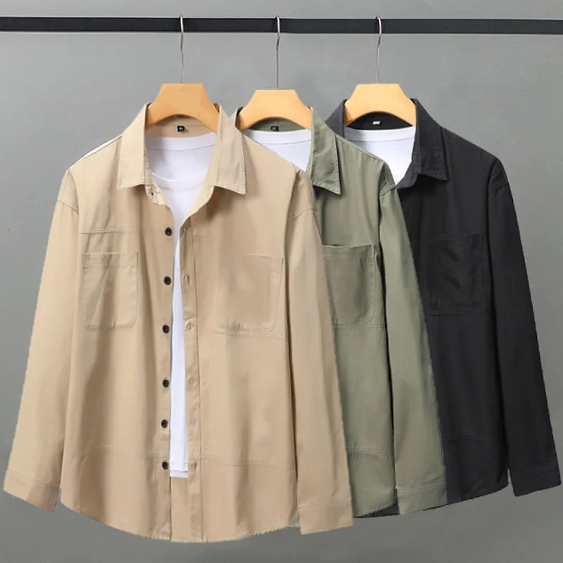 

155KG Plus Size Autumn 10XL Large Long Sleeve Shirt Men Cotton Loose Shirts