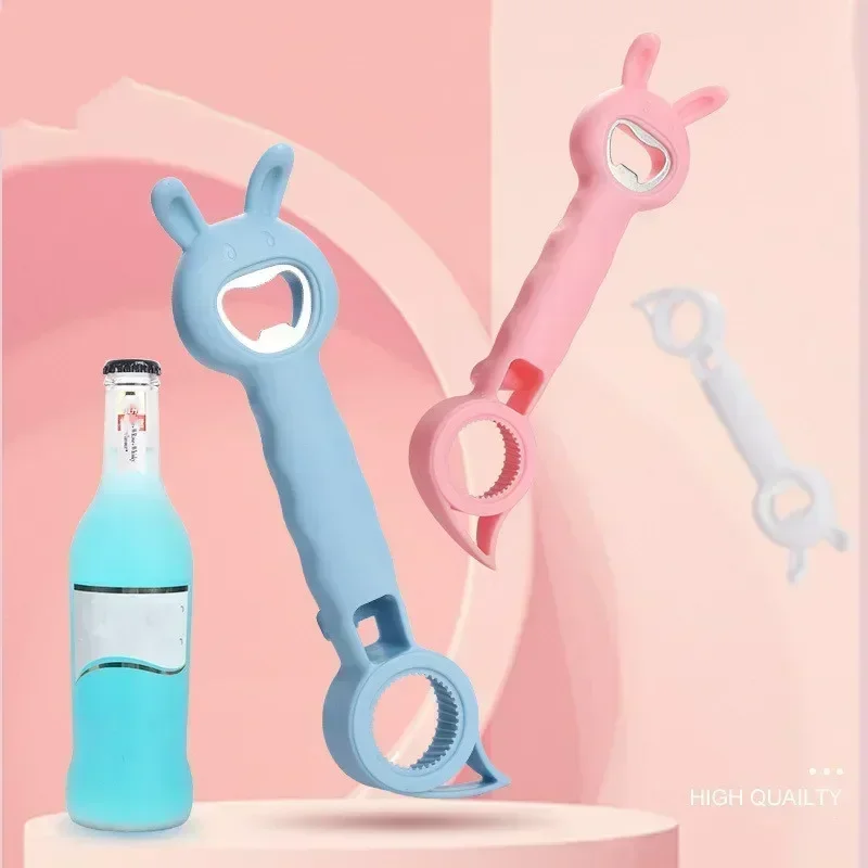 Multi Functional Four in One Beer Bottle Opener Beverage Can Opener Plastic Bottle Opener Dining Bar Tool Kitchen Small Tool