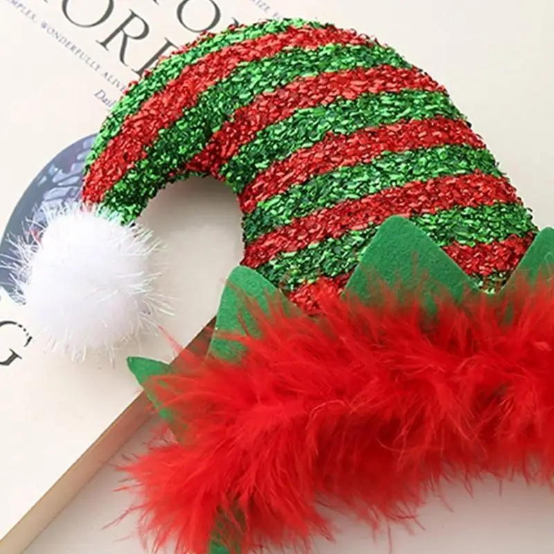 クリスマスエルフヘッドバンド ライト付きエルフ帽子ヘッドバンド 醜いセーターパーティー用 クリスマスホリデーギフト 女性女の子用