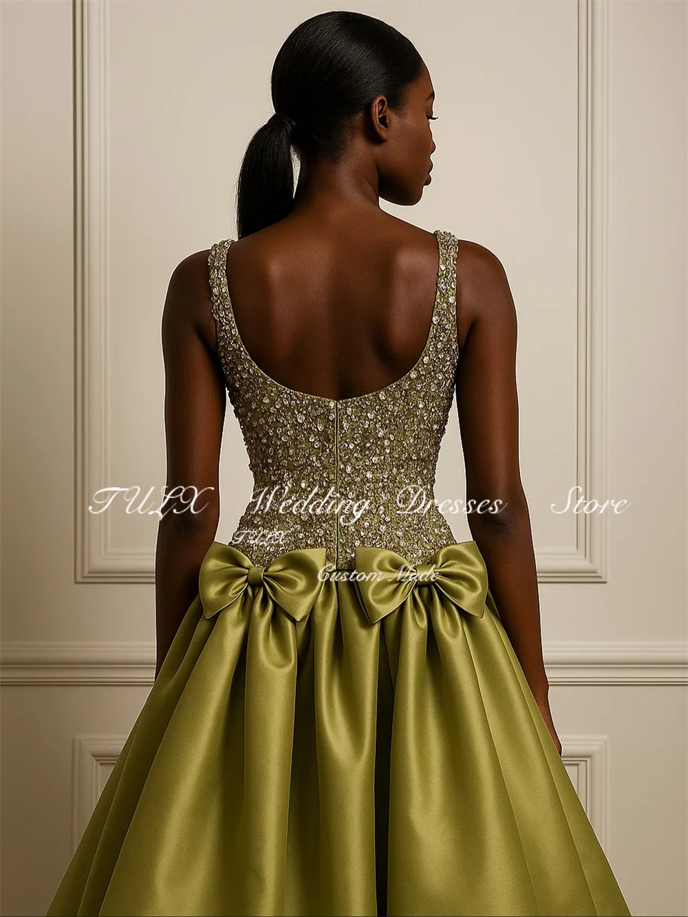 فستان سهرة فاخر مطرز سباركلي من TULX برقبة دائرية وحزام عربي للحفلات خط طويل من الساتان مناسبة رسمية مخصصة 2026 #3