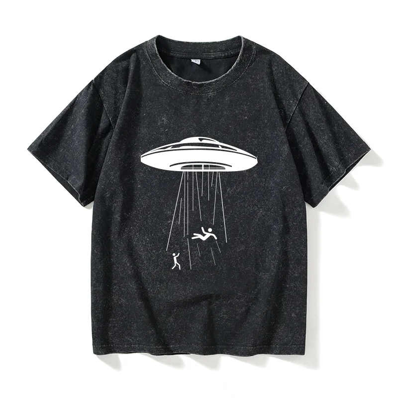 

ex Alien Flng Saucer T-irt ort Sve round Ne Casual Loose Summer Clothing Couple Matching Cotton Tee