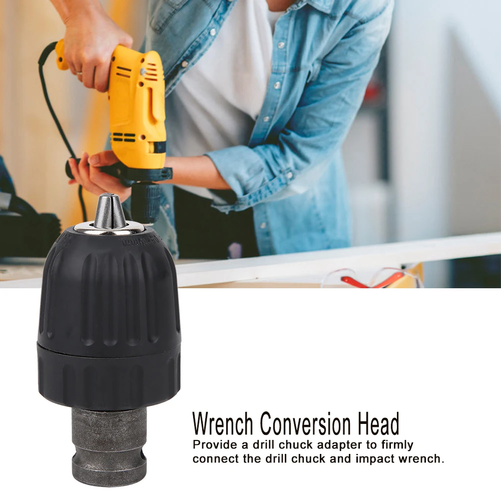 Keyless Self Tightening Chuck Self Locking Drill Conversion Electric Wrench Drill Chuck Adapter Included Power Tool Accessories