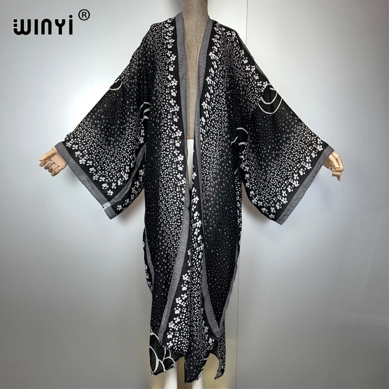 

WINYI летний наряд кимоно в африканском стиле с ретро-принтом пляжное прикрытие макси платье кардиганы пляжная одежда женская Абая Дубай роскошный кафтан