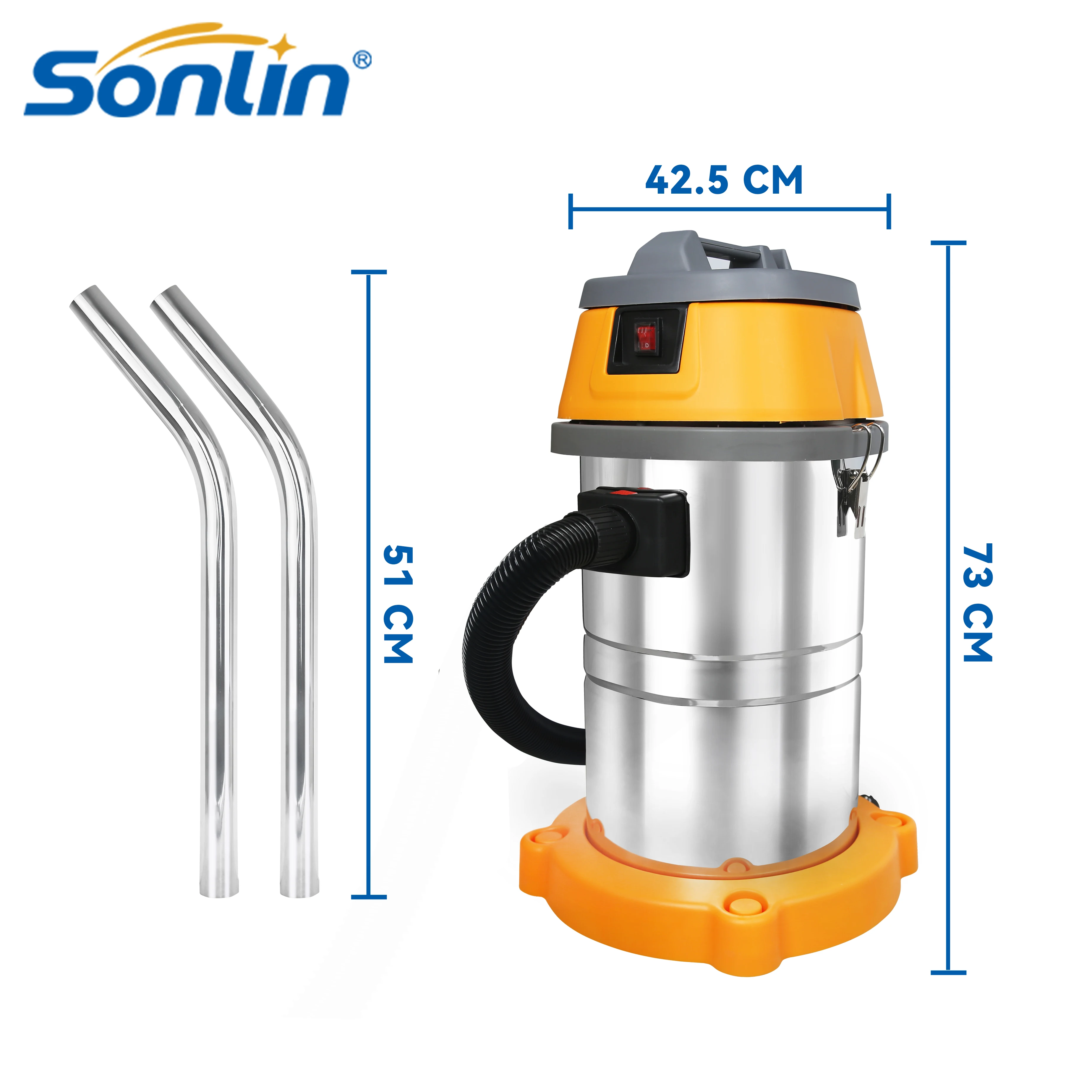 1500W Movable Industrial Heavy Duty Strong Suction Floor Cleaning Brush Crevice Tool Dry Wet Vacuum Cleaner