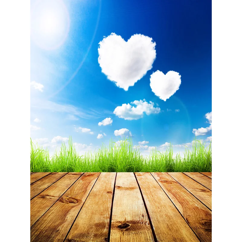 NITREE Art Fabric Valentine Day Photography Backdrops Prop Love Heart Rose Wooden Floor Photo Studio Background  211215-03