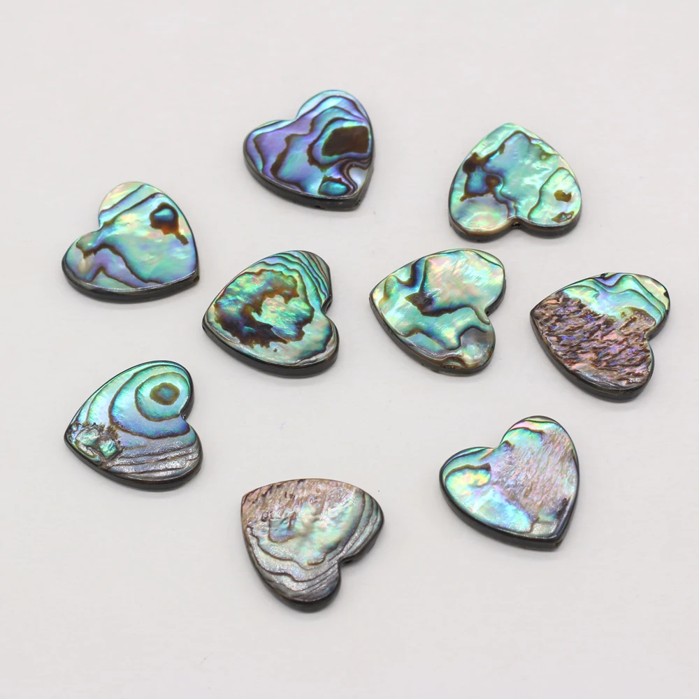 10pcs Natural Shell Beads Love Heart Abalone Paua Shell Loose Beads Charms for DIY Jewelry Making Necklace Bracelet Fine Gift