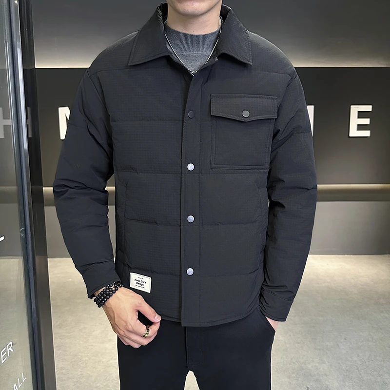 Men's Duck Down Puffer Jacket, Warm Windproof Streetwear Coat