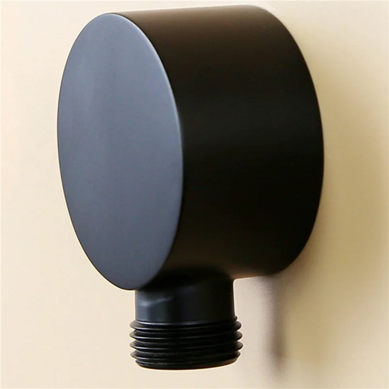 ABGR-4X Wall Supply Elbow,Brass Round Wall Mount Shower Hose Connector Accessories G1/2Inch Water Outlet For Shower-Black