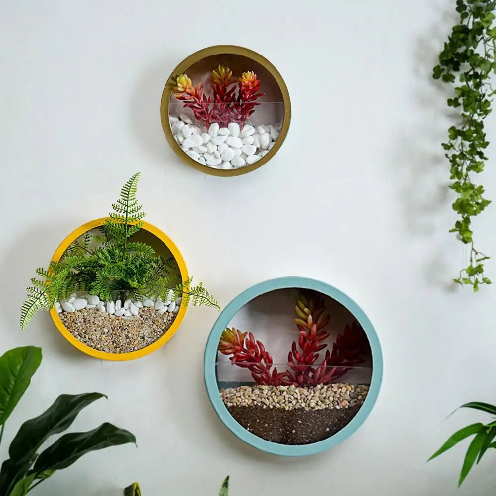 Wall Mount Flowerpot With Artificial Plants Frame Planter Pot Simulated Fake Potted Plants For Living Room Bathroom Wall Decor