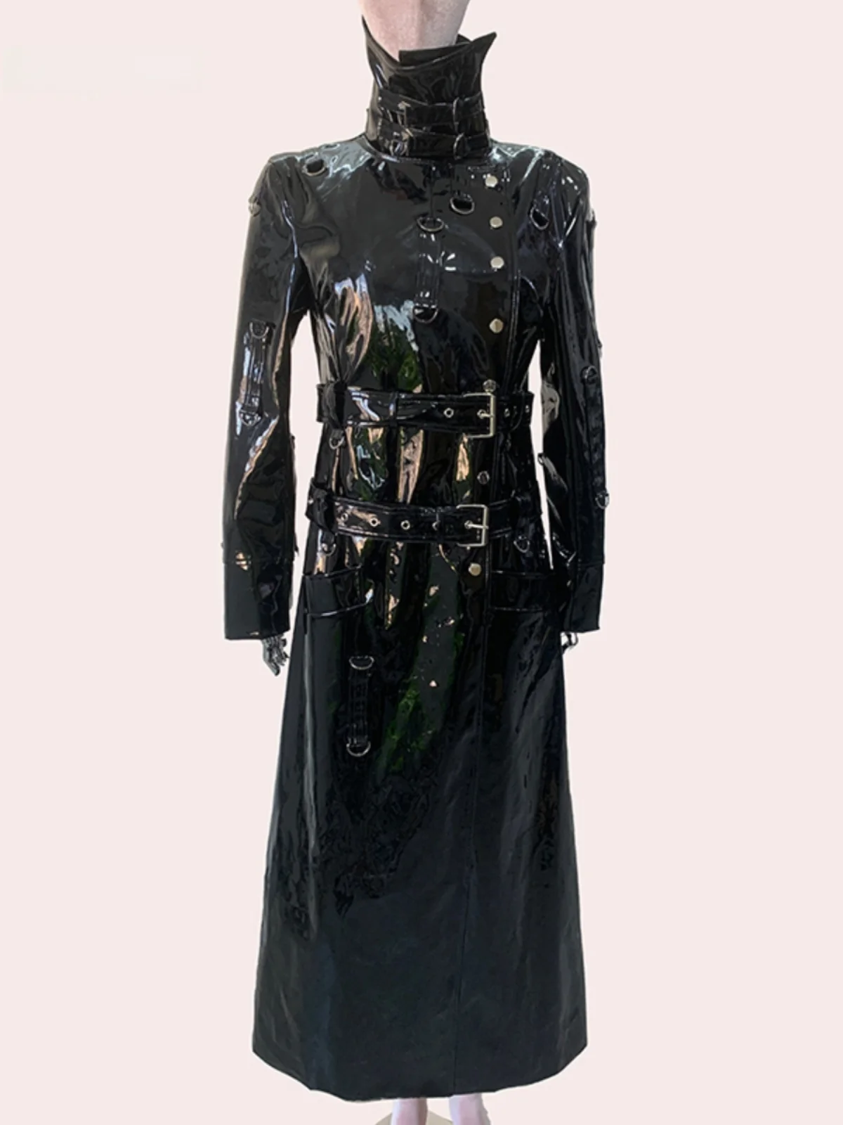 

Женская удлиненная куртка из матовой черной искусственной кожи Nerazzurri, ветрозащитная, в европейском стиле, для уличной моды