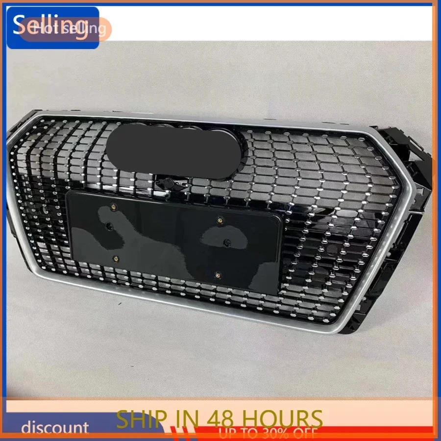 

For RS4 Style Front Sport Hex Mesh Honeycomb Hood Grill Gypsophila Silver Frame Black for Audi A4/S4 B9 2017-2019 fast ship