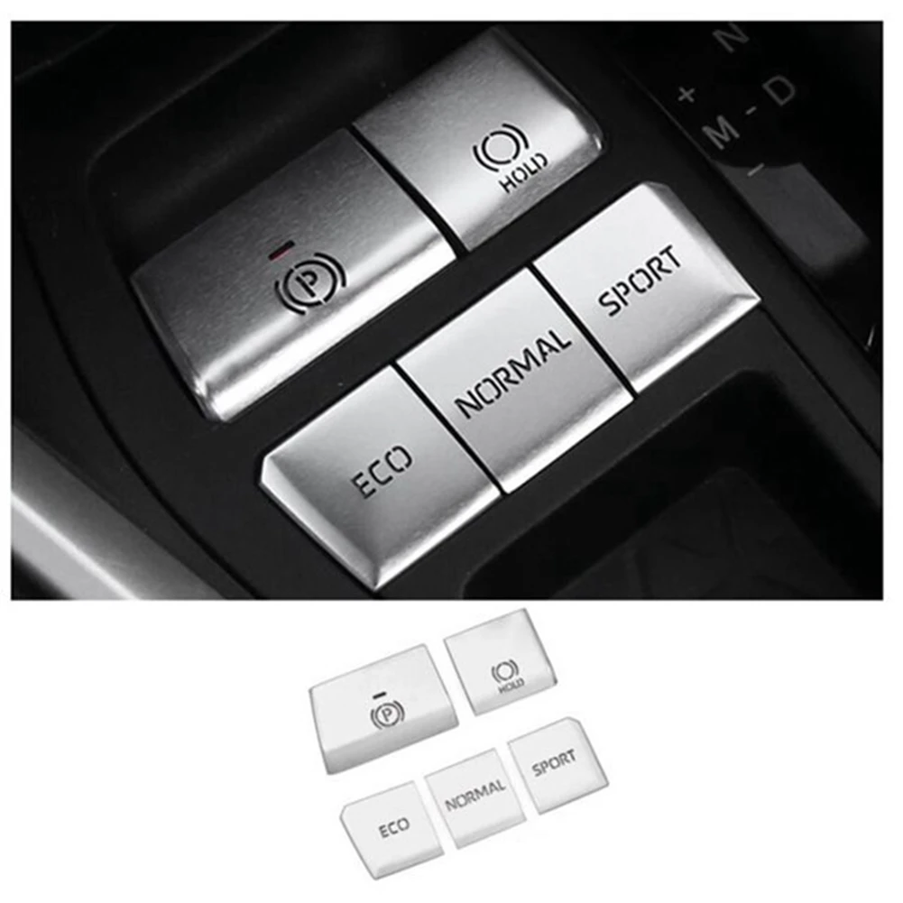 5PCS Silver Central Control Gear Multimedia Button Cover Trim Sticker Accessories for Toyota RAV4 2019-2021