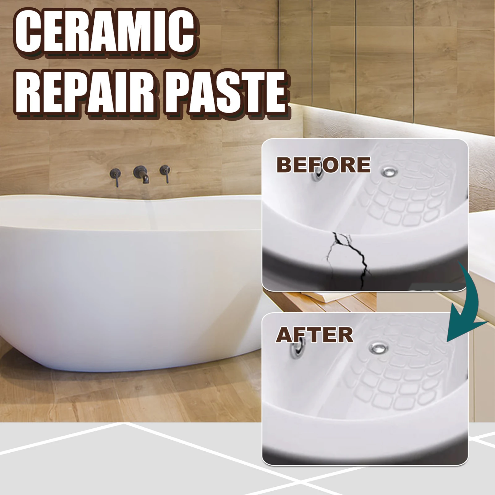 100ML Household Restore Tile Adhesive Tub Tile and Shower Repair Adhesive for Ceramic Porcelain Acrylic Fiberglass Repair Tools