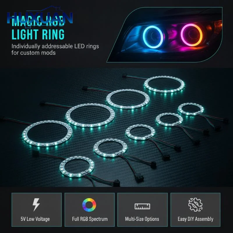 WS2812B LED Pixel Ring 8/16/24/35/45Leds Individually Addressable WS2812 Built-in IC Smart DC5V White PCB
