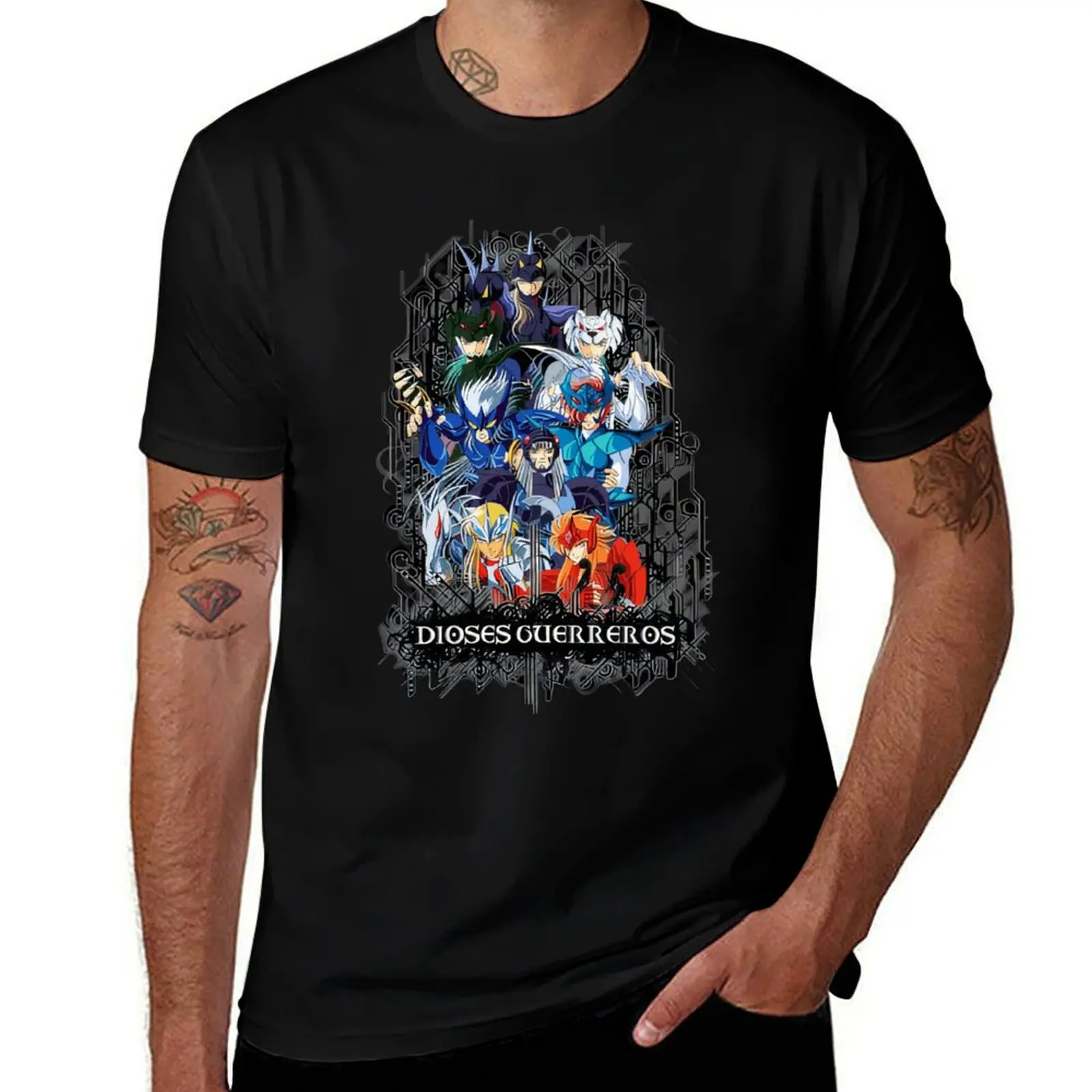 

T-Shirt Breathable Cotton Abstract for Casual Outfits Scandinavian Boxy Fit Saint Seiya Seiya Shun Shiryu Hyoga Ikki God Warrior