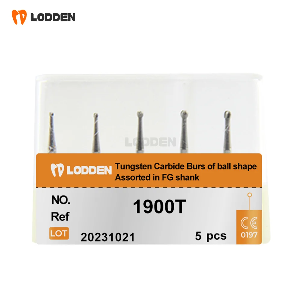 

LODDEN 5pcs/box KIT Tungsten Carbide Burs of Assorted in FG Shank 1900T FG008T 1.6mm High Speed for Dentistry Grinding Tools