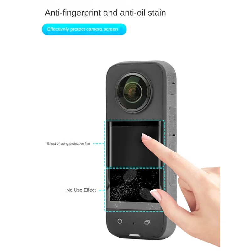 B24B For Insta360x3 Tempered Glass Film HD Screen Protector 2PCS Curved Protective Film Protectors Accessories