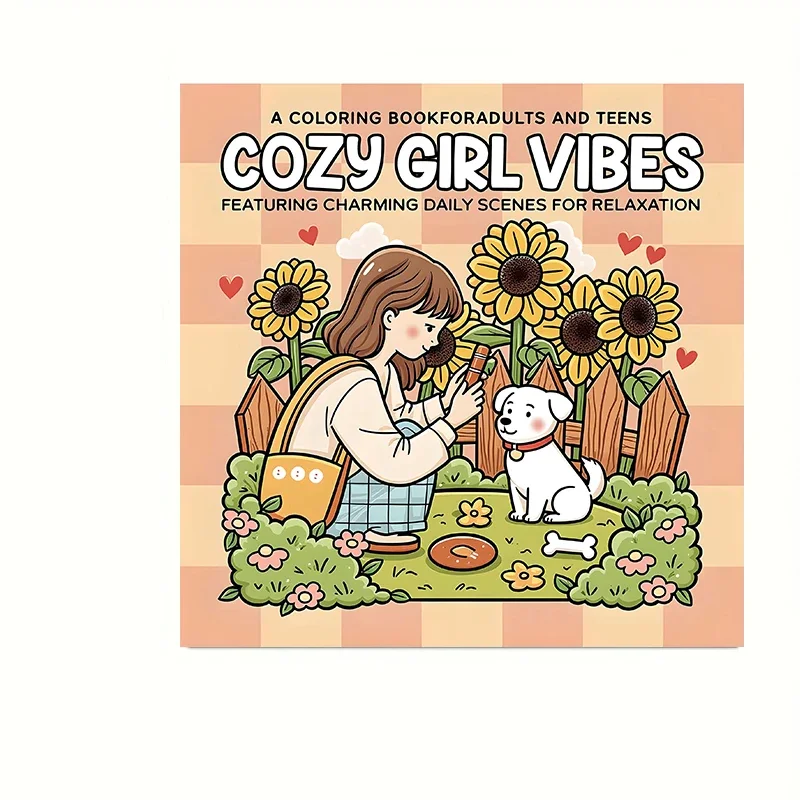 28 Pages Cozy Girl Vibe Coloring Book for Adult | Colouring Book for Stress Relief, Birthday Day Gift, Back to School Supplies