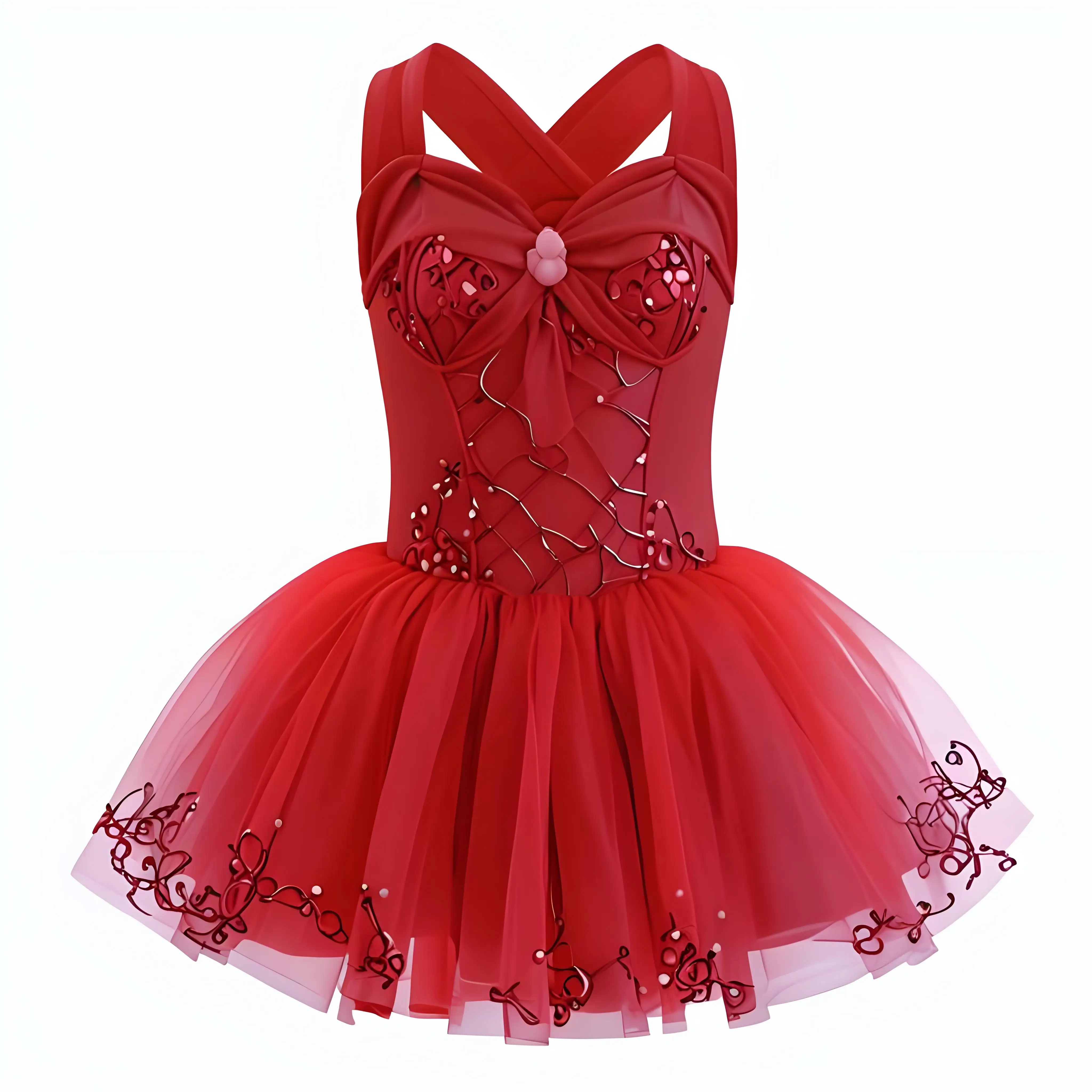 

Детское балетное платье-пачка для девочек, гимнастическое танцевальное трико, сетчатые юбки с цветочной аппликацией, костюм феи принцессы на день рождения, наряд балерины