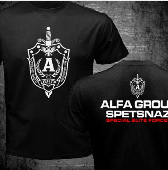 New Russian Spetsnaz Alfa Unit Counter Terrorist Special Unit Forces T Shirt 2 Side Black O Neck Tshirt Funny Shirts Tops