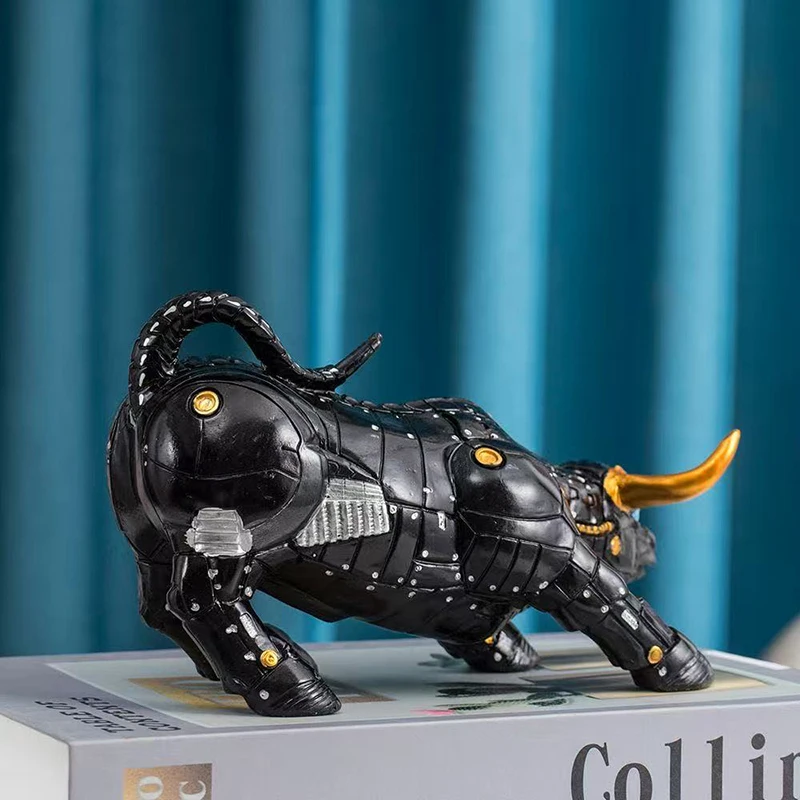 Mechanical Wall Street Bulls sculptures and figurines Resin process Home Room Office Table decoration and accessoriesCool Statue
