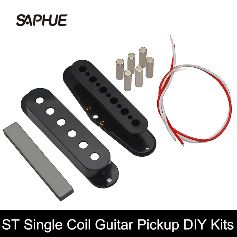 DIY Parts Kits for Making Guitar Pickup of ST Electric Guitar Single Coil Pickup Bobbin/Cover/Ceramic Bar/Cable/Pole Mutil Color