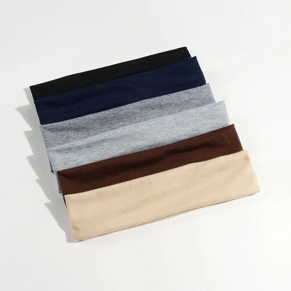 

6 Pcs Women Sports Headbands Thin Hair Bands 6cm Wide Non Slip Yoga Workout Sweatbands Pure Color Cotton Elastic Travel