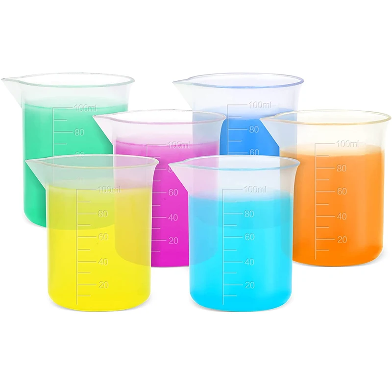 100ml Plastic Measuring Cup Transparent Scale Beaker Lab Chemical Measuring Cups for Resin Water Kitchen Liquid Jugs Container