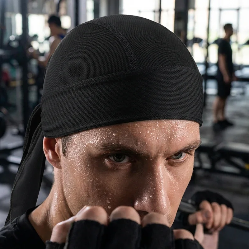 Quick-dry Pirate Hat Cycling Breathable Mesh Pirate Bandana Anti Absorbent Helmet Inner Head Cover Cap Women Men Anti Sweat Hat