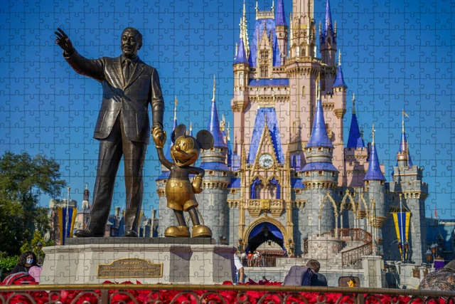 Château de Disney en Temps Réel pour Enfant, Jeu de Photo de Groupe Rick de Dessin Animé, Puzzle Fait à la Main, 300/500/1000 Pièces, Cadeau