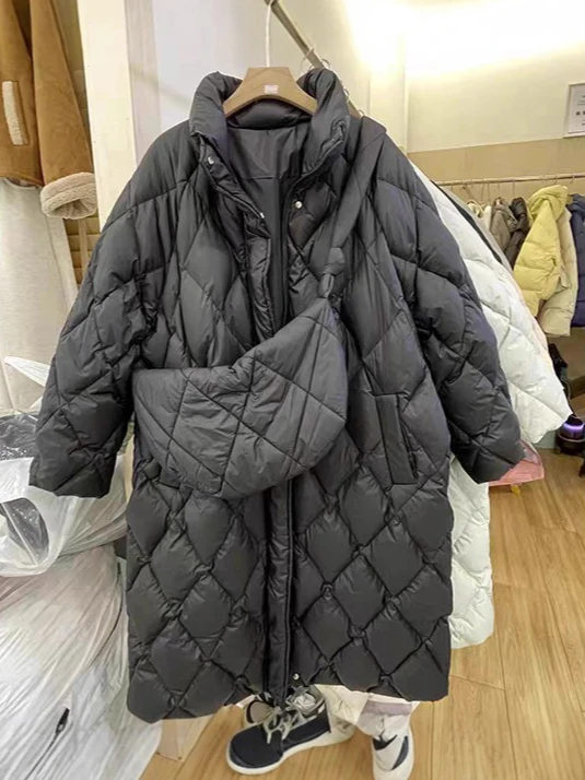 

Winter New Women's Down Jacket Commuting Windproof Oversized Diamond Grid Down Jacket