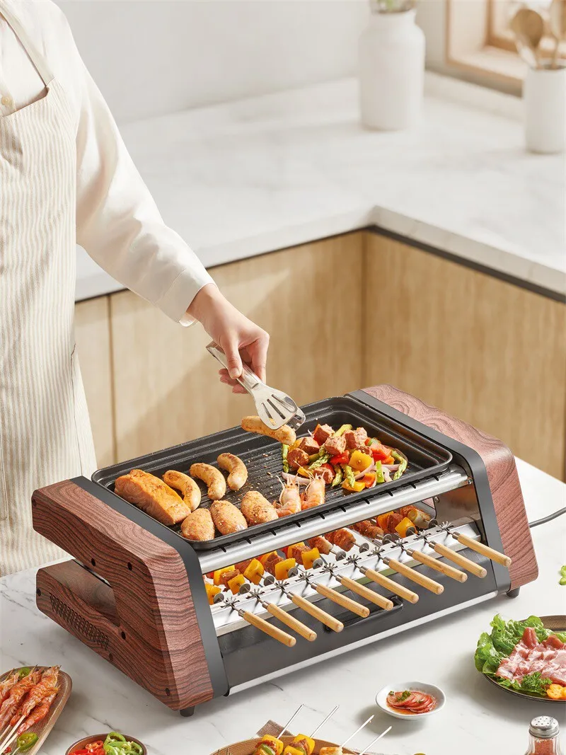 Electric Grill & Griddle Household & Restaurant Barbecue Meat Roasting Double-layer Automatic Rotating Skewer Machine
