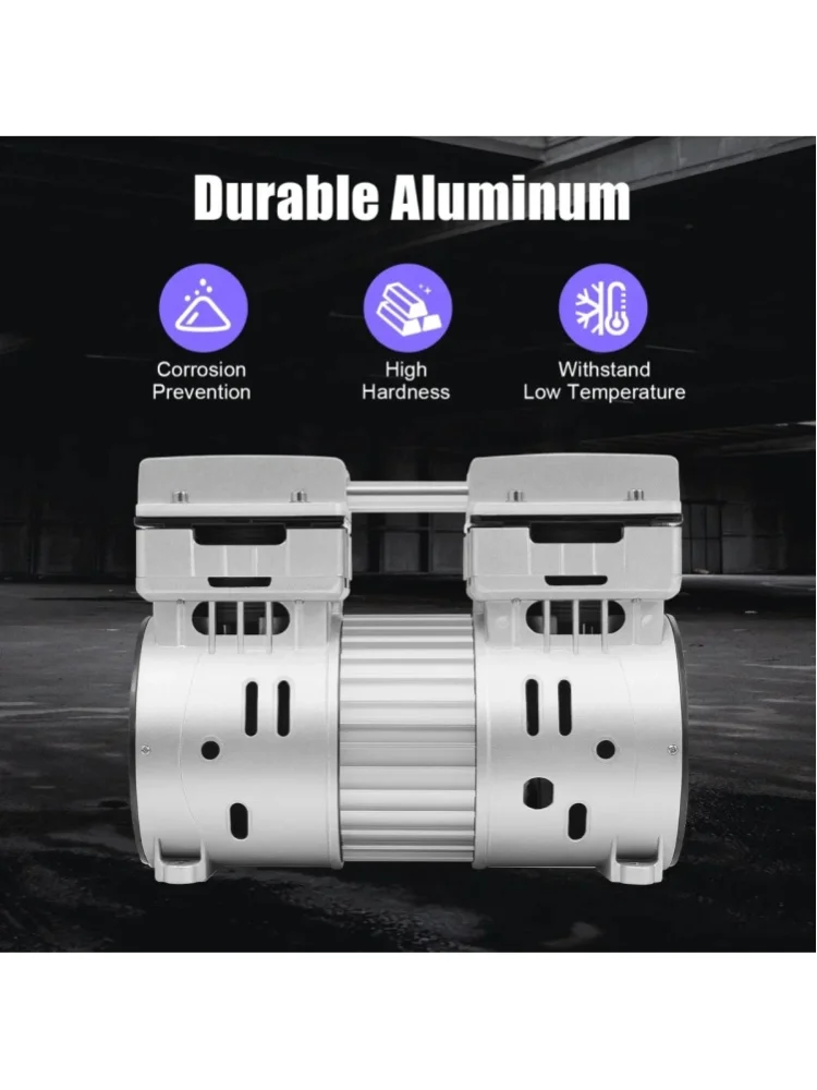 Geräuscharmer Ölfreier Luftkompressor - Aluminium-Kompressorkopf, 8 Bar, 750W/1PS, 125L/min - Druckluftgenerator