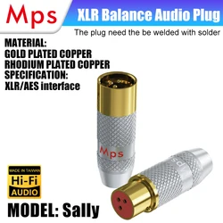 HiFi MPS Sally-W/M mosiężna wtyczka XLR 24K pozłacana męska armata 3-pinowa złącze Audio do mikrofonu mikrofonowa do 11mm