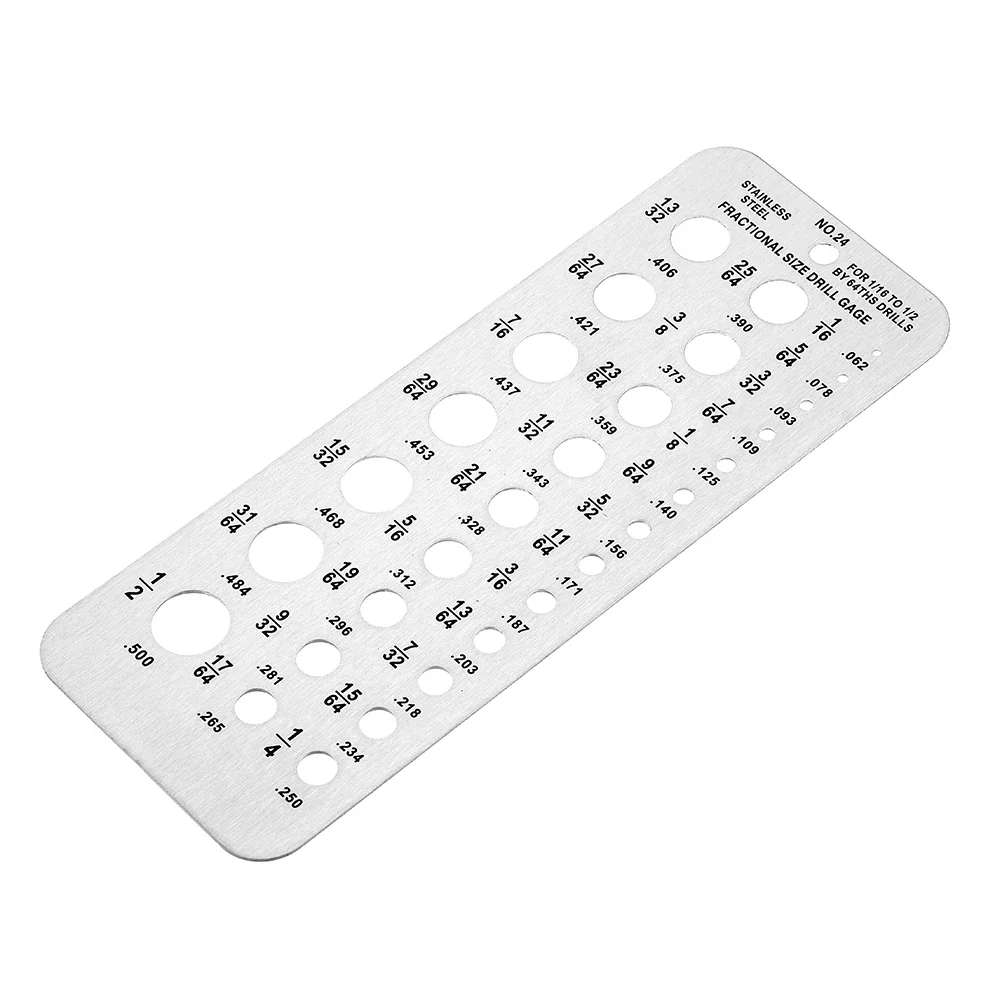 

Stainless Steel 29 Size 1/16 to 1/2 Inch Drill Bit Gauge Bolt and Wire Gauge Drill Gauge