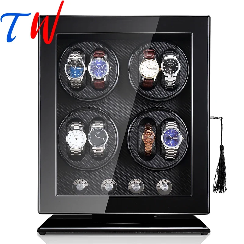 

Classic High-end Baking Paint 8 Slots Watch Winders German Tech LED Lock Custom Logo Automatic Watch Storage Display Case Box