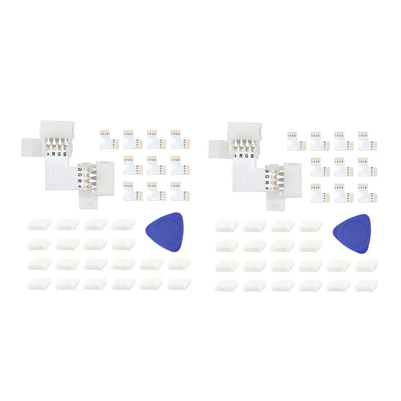 DT35！ LED Strip Connector Kit for 5050 10Mm 4Pin, L Shape 4-Pin LED Connectors , Solderless LED Strip Accessories for DIY