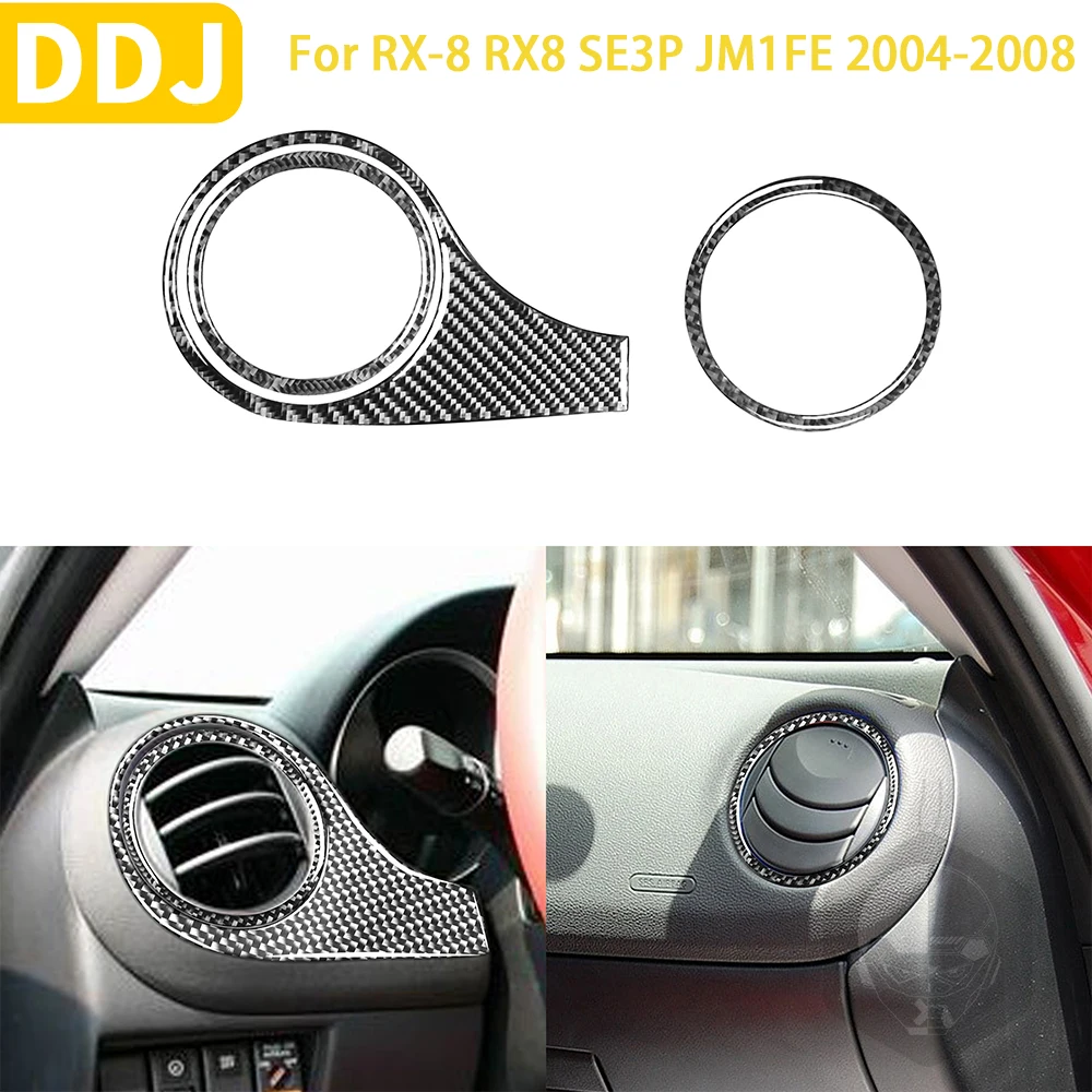 

For Mazda RX-8 RX8 SE3P JM1FE 2004-2008 Accessories AC Outlet Air Vent Frame Ring Carbon Fiber Modified Interior Sticker