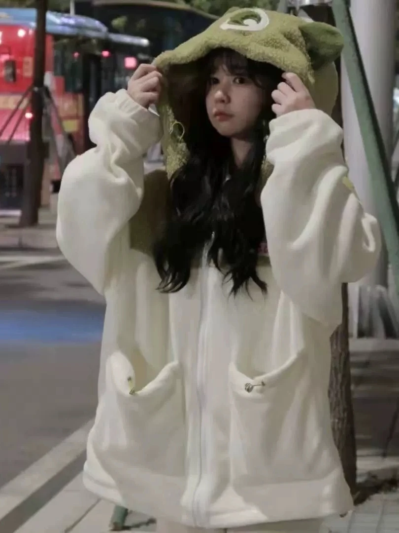 

Толстовка с мехом ягненка, женская свободная дизайнерская толстовка в Корейском стиле, осень-зима, свитшот Fce на подкладке Lazy Sle с ket Long Sve