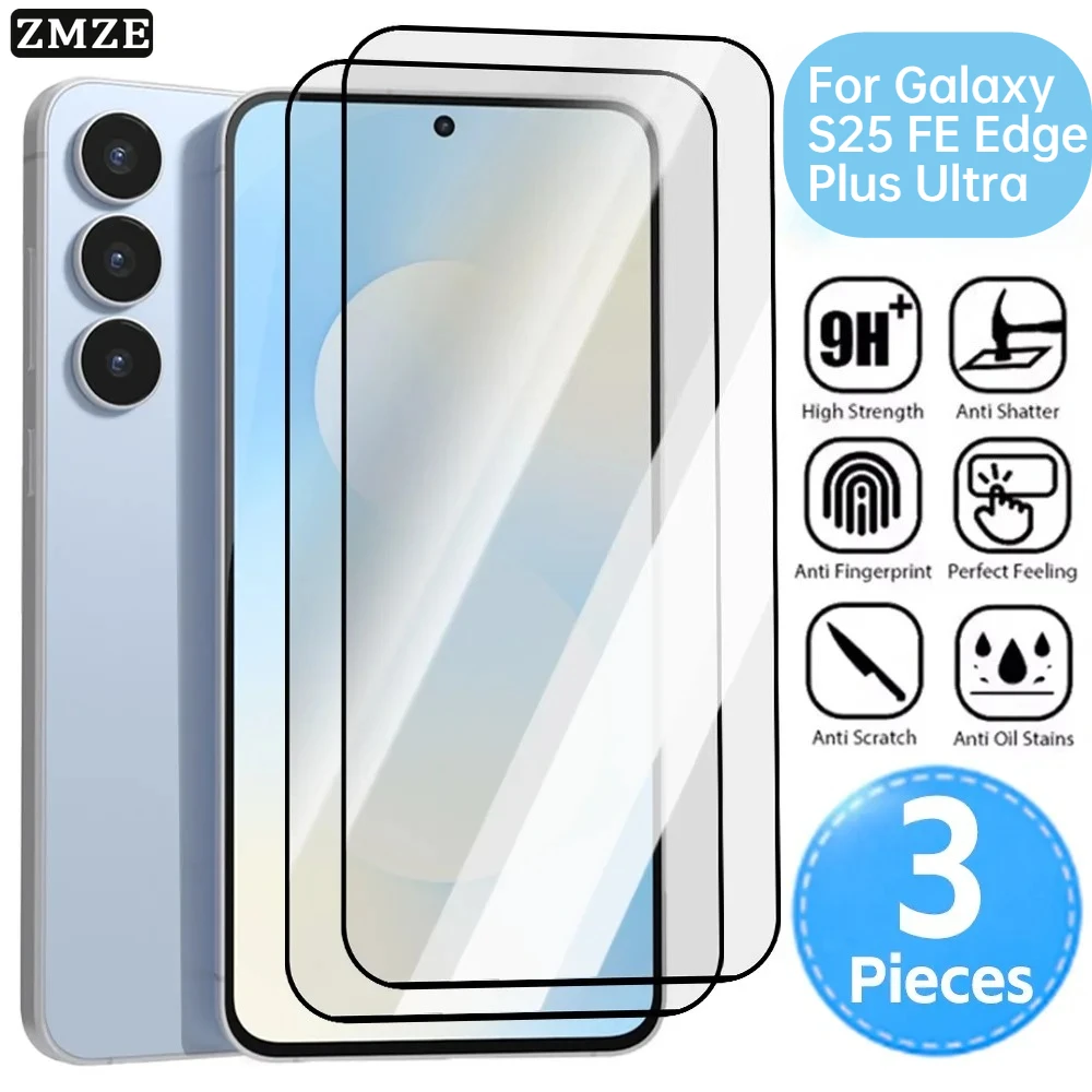 

3PCS Tempered Glass For Samsung Galaxy S26 S25 Plus Edge S25Ultra FE High-definition Glass Anti-damage Mobile Screen Protector