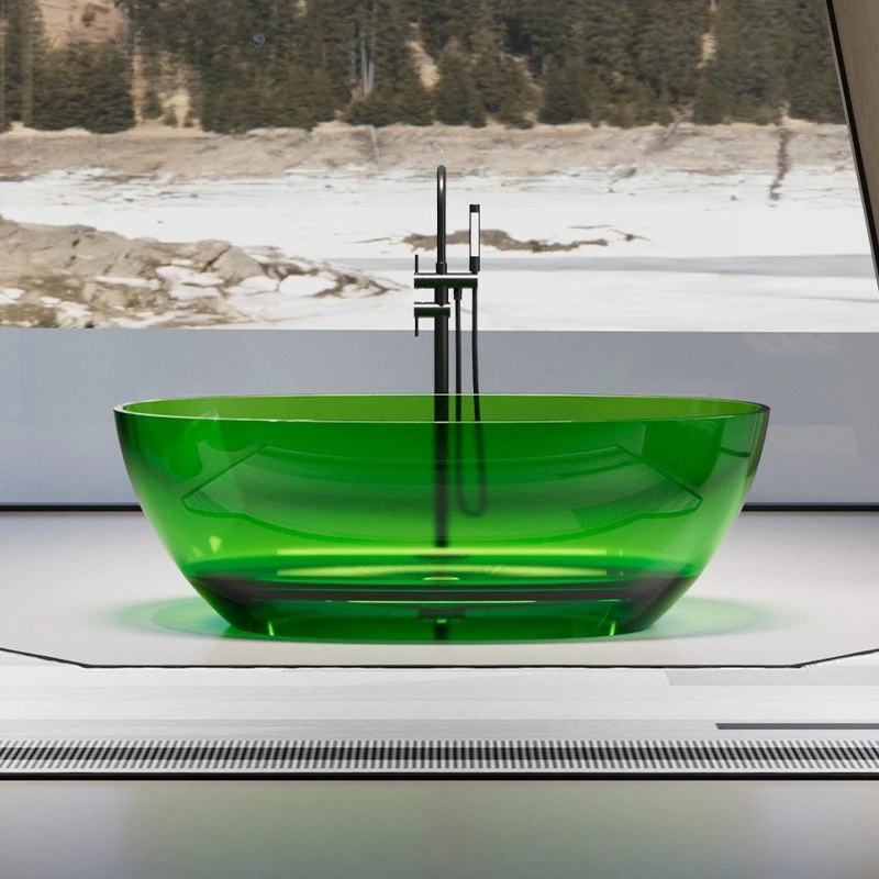 Bathtub for home bathing, standalone oval, couple double-layer non-glass artificial stone indoor bathing