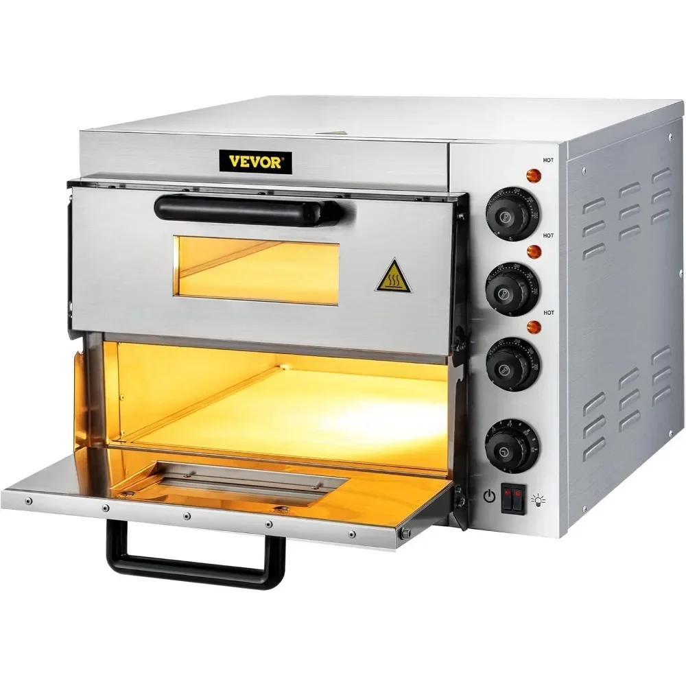 ck Layer, 110V 1950W Stainless Steel Electric Pizza Oven with Stone and She