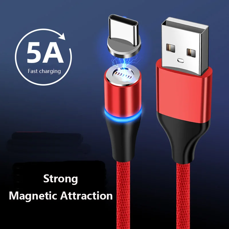 Lingable Magnetic USB Charging Cable Type C USB Phone Cable Magnet Charger USB-C For Huawei 5A Mobile Phone Wire Cord Line 1m