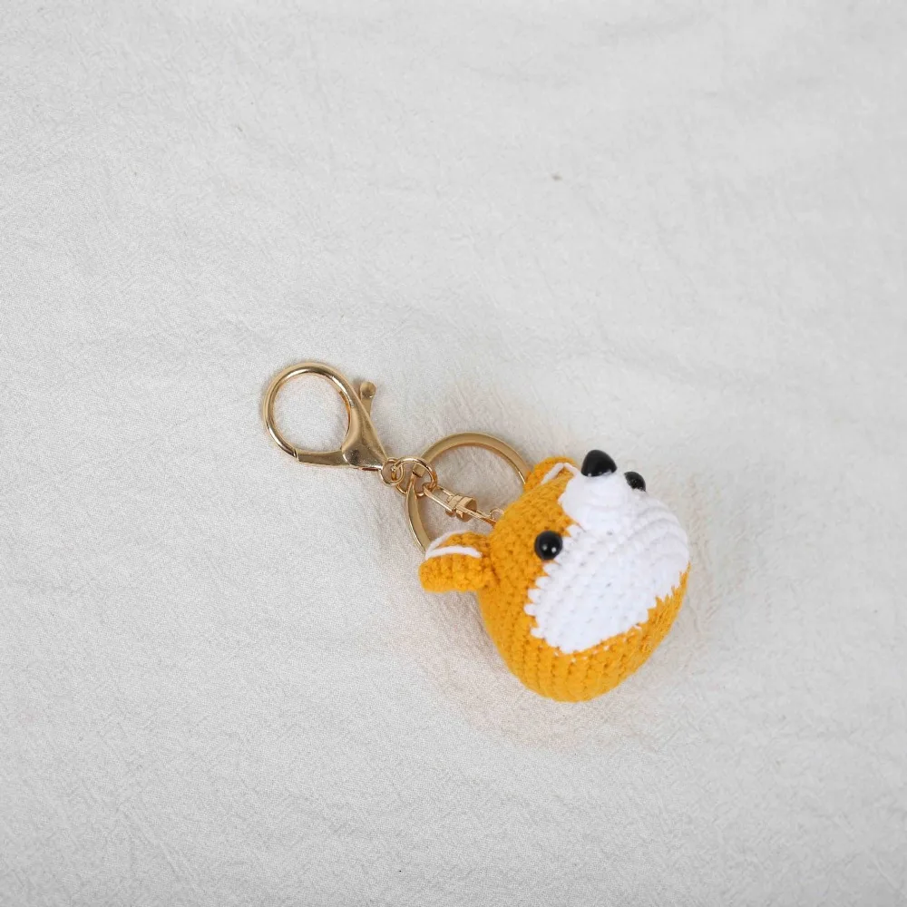Jewelry Gift Bag Decor Knitted Dog Pendant Cute Wool Handmade Crochet Corgi Keychain Kawaii Animal Doll Woven Key Ring Bag Charm