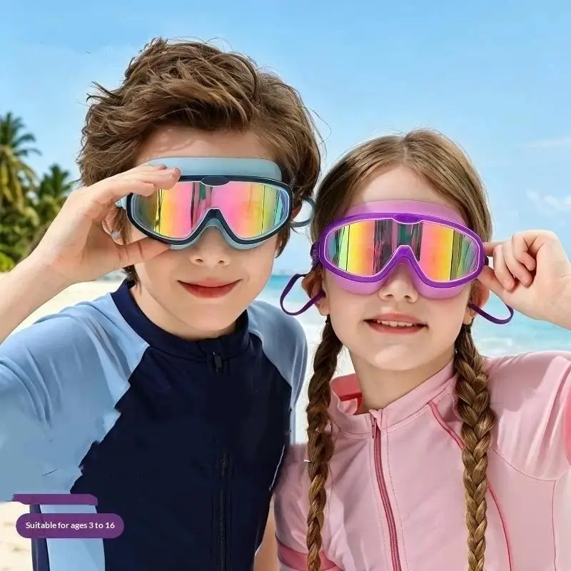 Comfortable Fit Children Swimming Goggles Cap Set Anti Fog Waterproof Leakproof for Kids Pool Practice Diving